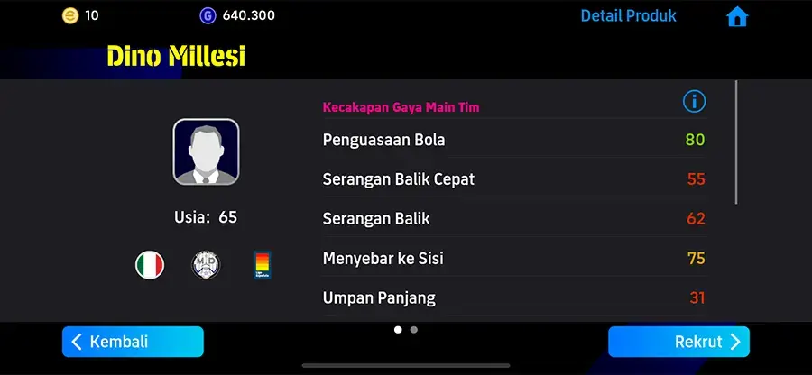 Dino Millesi Manager Standar Terbaik eFootball