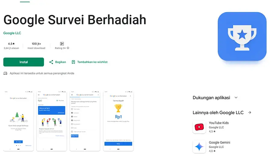 Google Survei Berhadiah