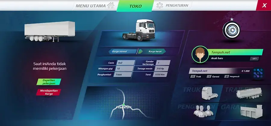 Menu Toko Truckers of Europe 3 Beta