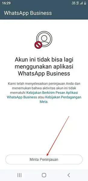 Minta Peninjauan Akun WA Business Diblokir