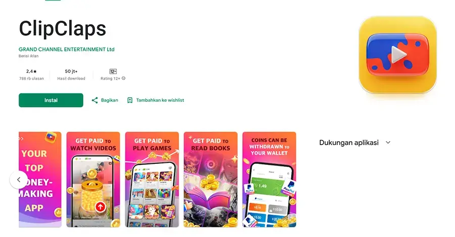 Nonton Youtube Dapat Uang Melalui ClipClaps