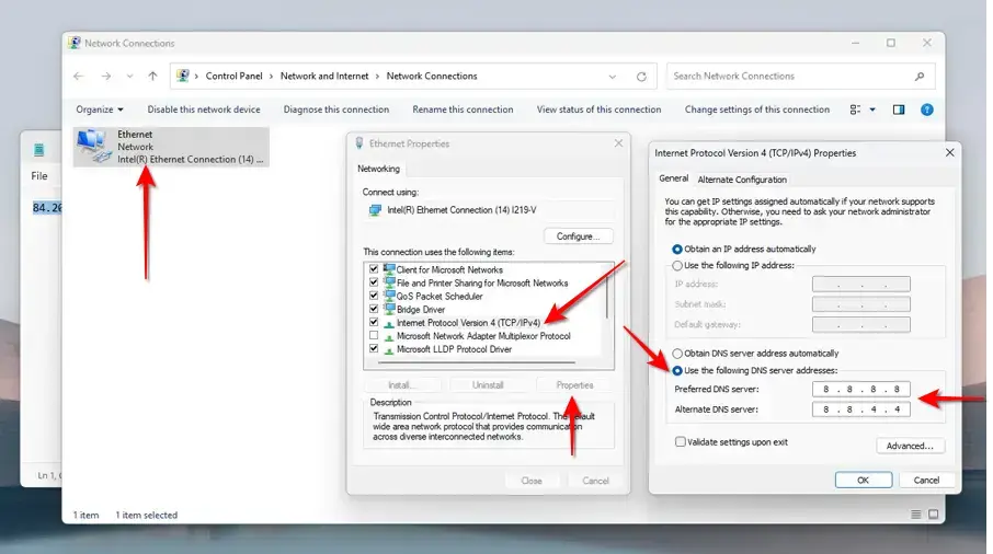 setting dns di pc windows