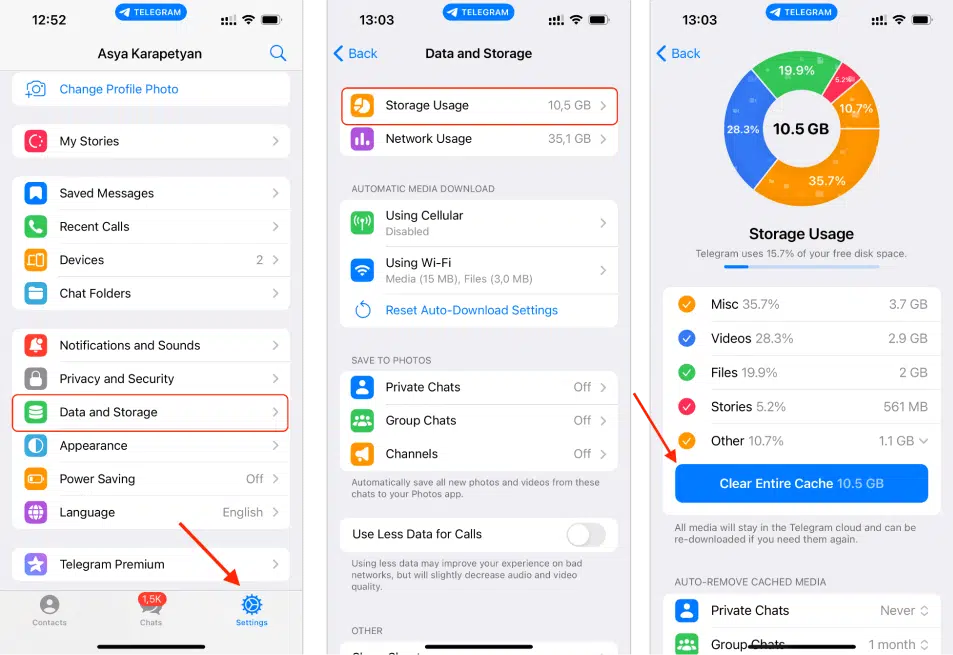 Bersihkan Cache Tersembunyi di Folder Telegram (Foto: nektony.com)