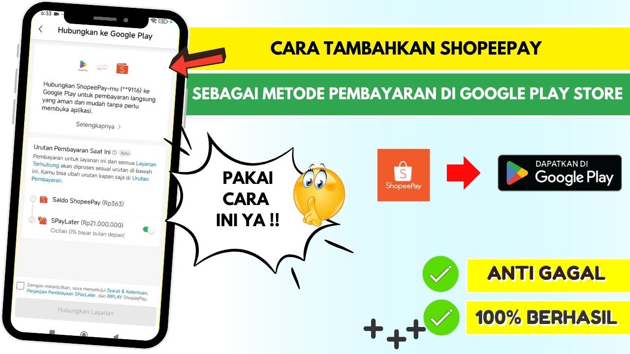 Cara Tambahkan Shopeepay Sebagai Metode Pembayaran di Google Play Store